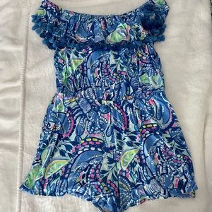 Lilly Pulitzer Off-the-Shoulder ROMPER with Short Sleeves, Size XLarge